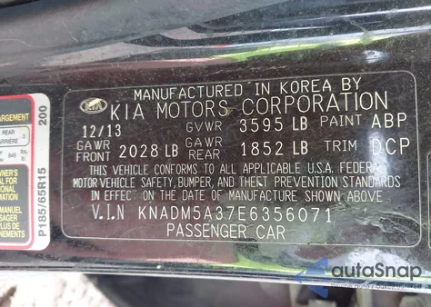 2014 Kia Rio Lx z USA, uszkodzony, nr VIN KNADM5A37E6356071